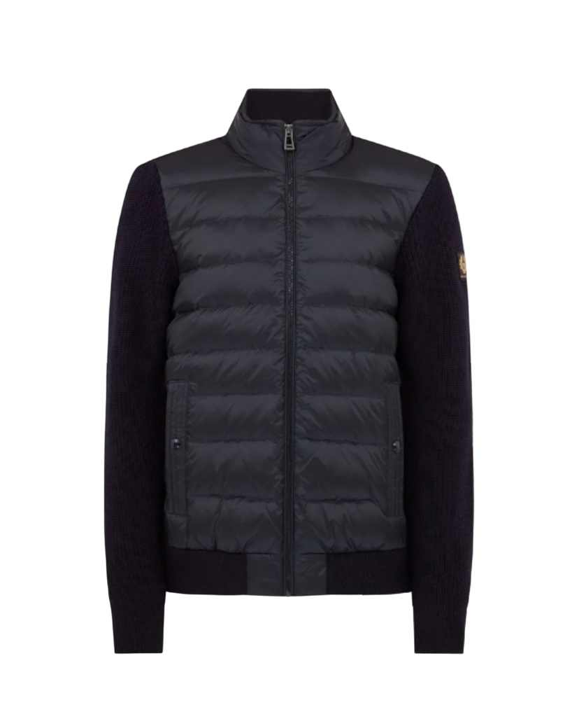BELSTAFF - Cardigan Circuiteer Blu Scuro con inserti in piumino