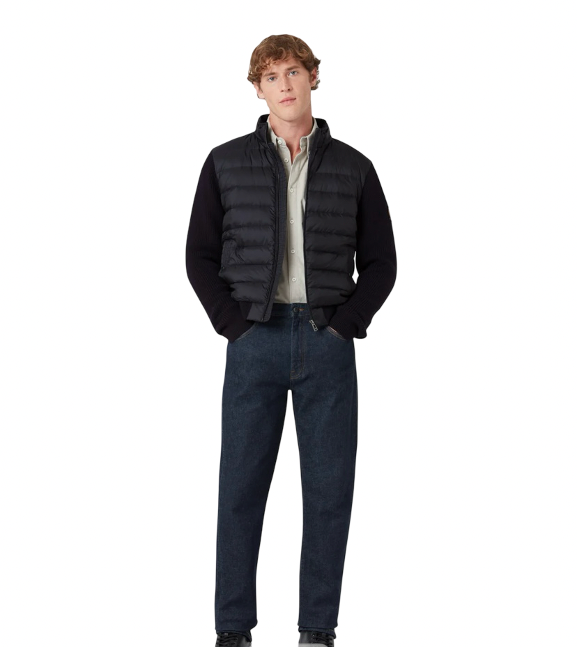 BELSTAFF - Cardigan Circuiteer Blu Scuro con inserti in piumino