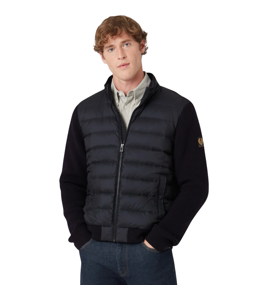 BELSTAFF - Cardigan Circuiteer Blu Scuro con inserti in piumino