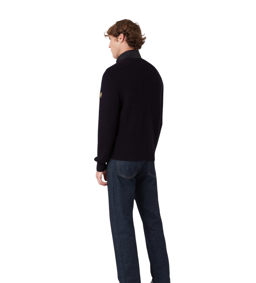 BELSTAFF - Cardigan Circuiteer Blu Scuro con inserti in piumino