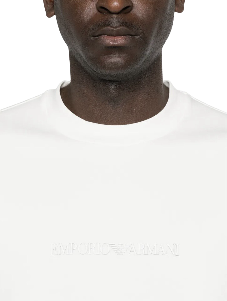 EMPORIO ARMANI - Felpa Bianca Essential in Doppio Jersey