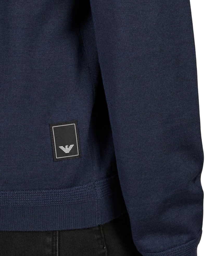 EMPORIO ARMANI - Maglioncino Blu con Collo a Polo Travel Essential