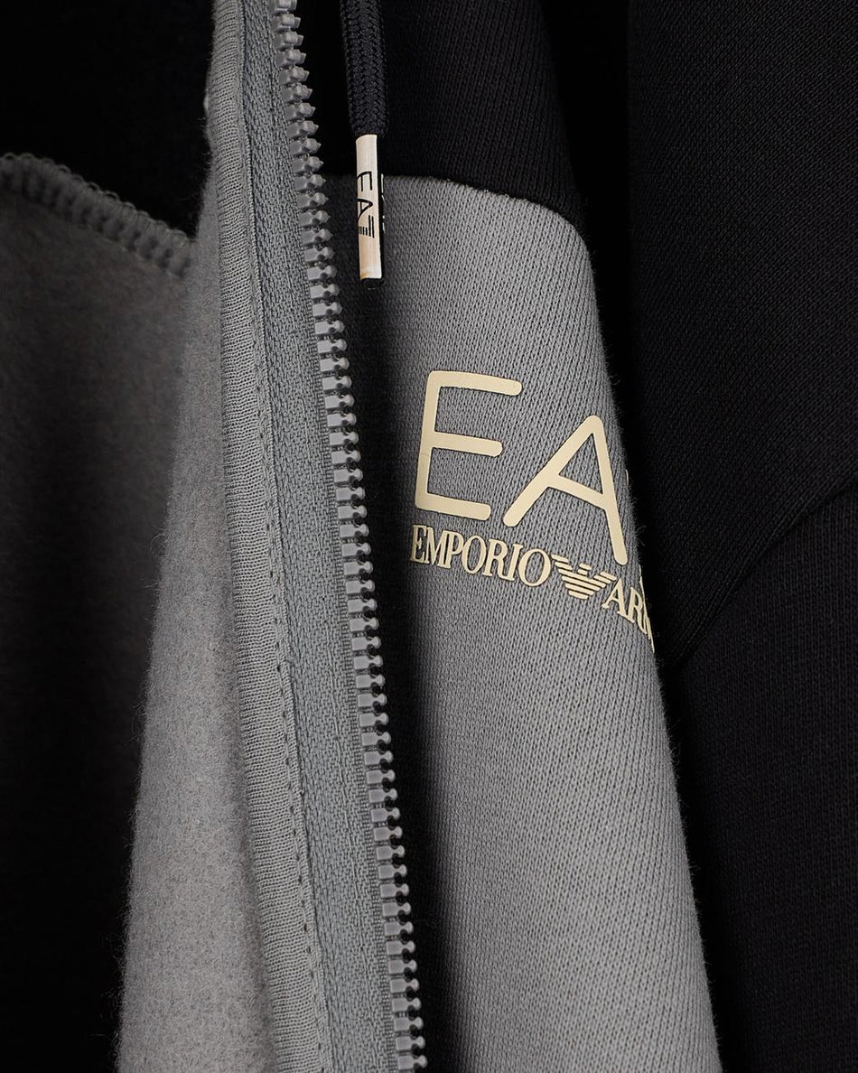 EA7 - Tuta Grigia e Nera con Cappuccio