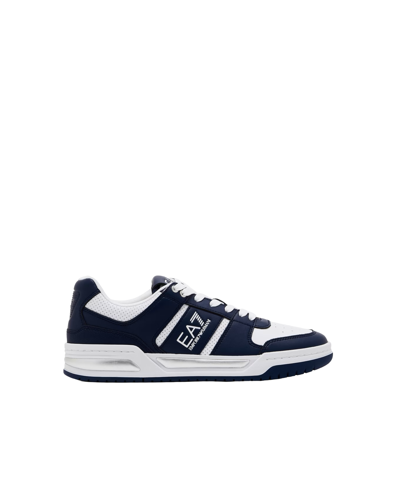 EA7 - Sneakers Blu e Bianche Baseline in Pelle