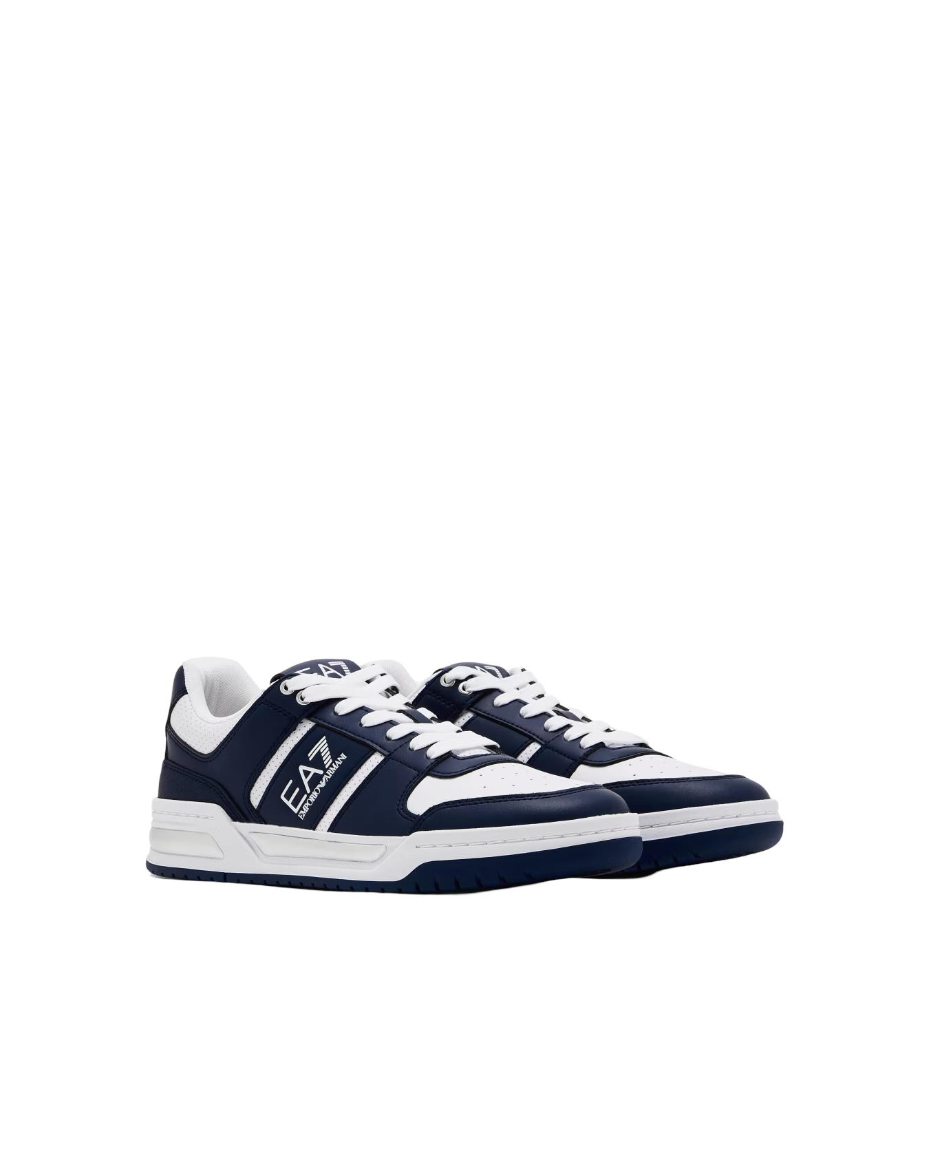EA7 - Sneakers Blu e Bianche Baseline in Pelle