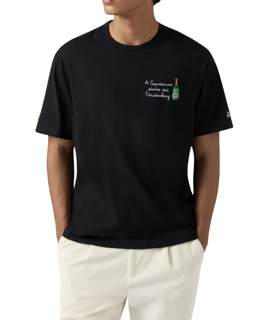 MC2 SAINT BARTH - T-shirt Nera Arnott con Ricamo A Capodanno Siamo Dai Fürstenberg