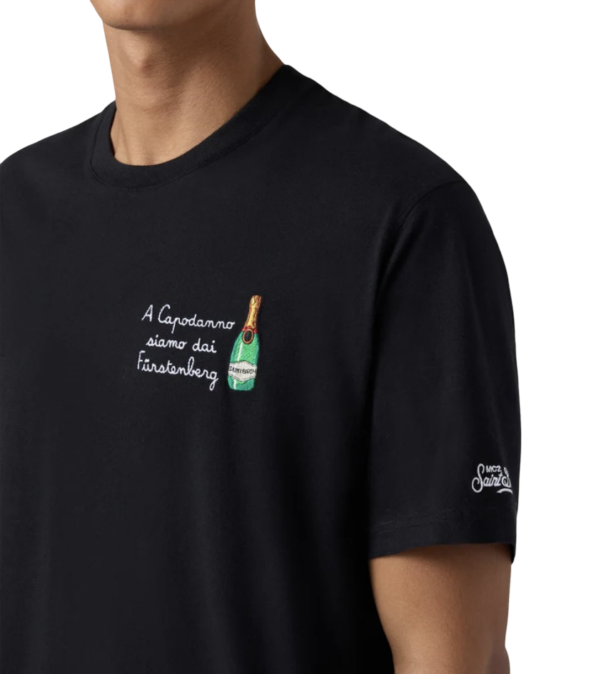 MC2 SAINT BARTH - T-shirt Nera Arnott con Ricamo A Capodanno Siamo Dai Fürstenberg