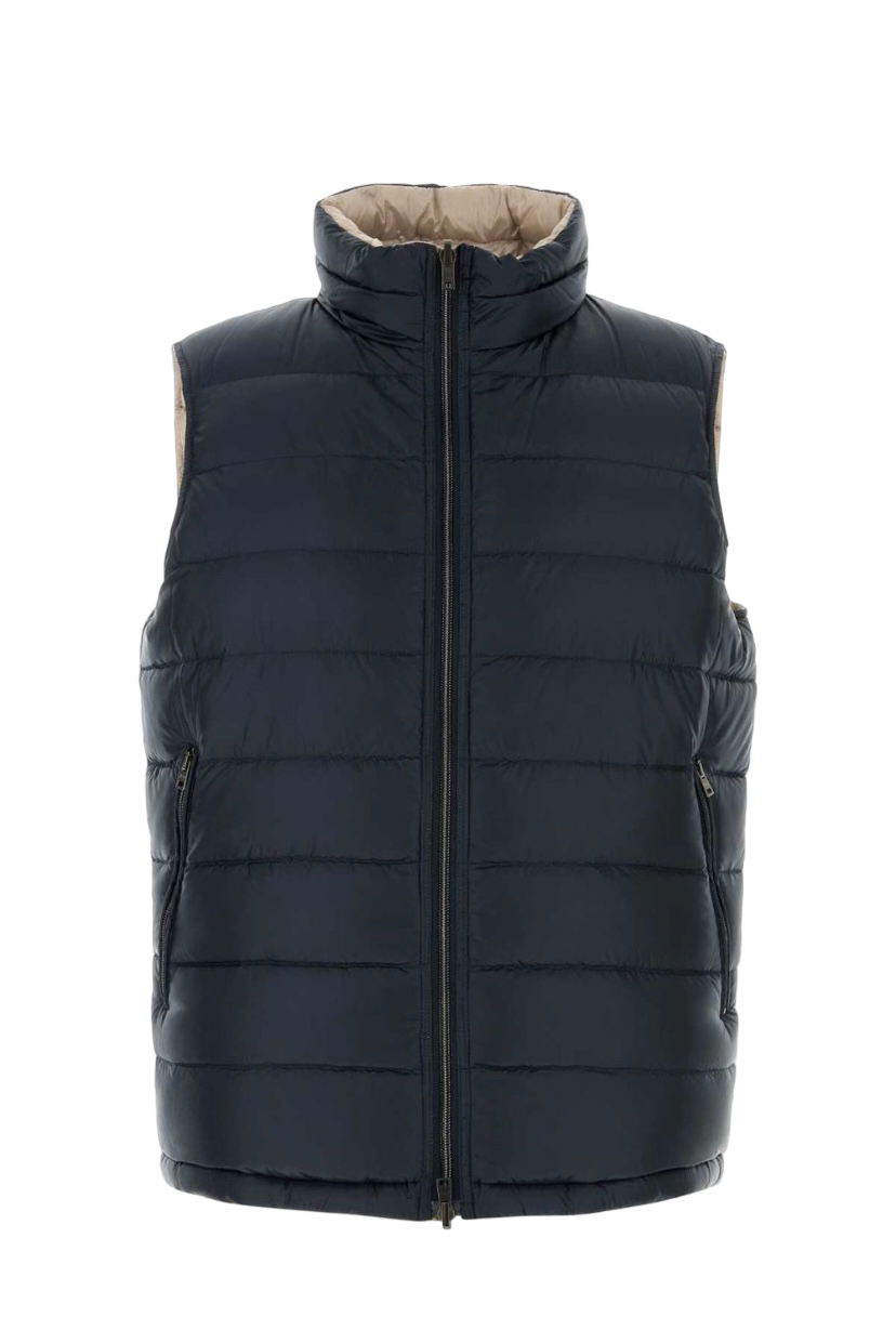 HERNO - Gilet Double Face Blu e Beige