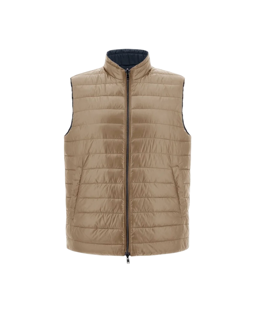 HERNO - Gilet Double Face Blu e Beige