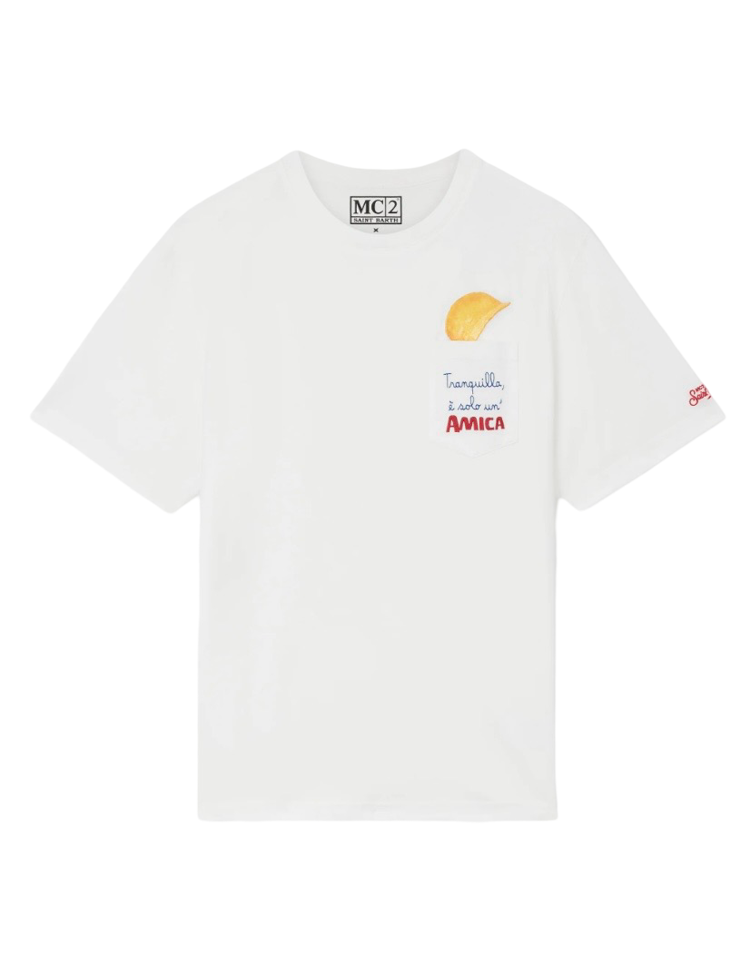 MC2 SAINT BARTH - T-shirt Bianca Connor con ricamo Tranquilla È Solo Un’Amica