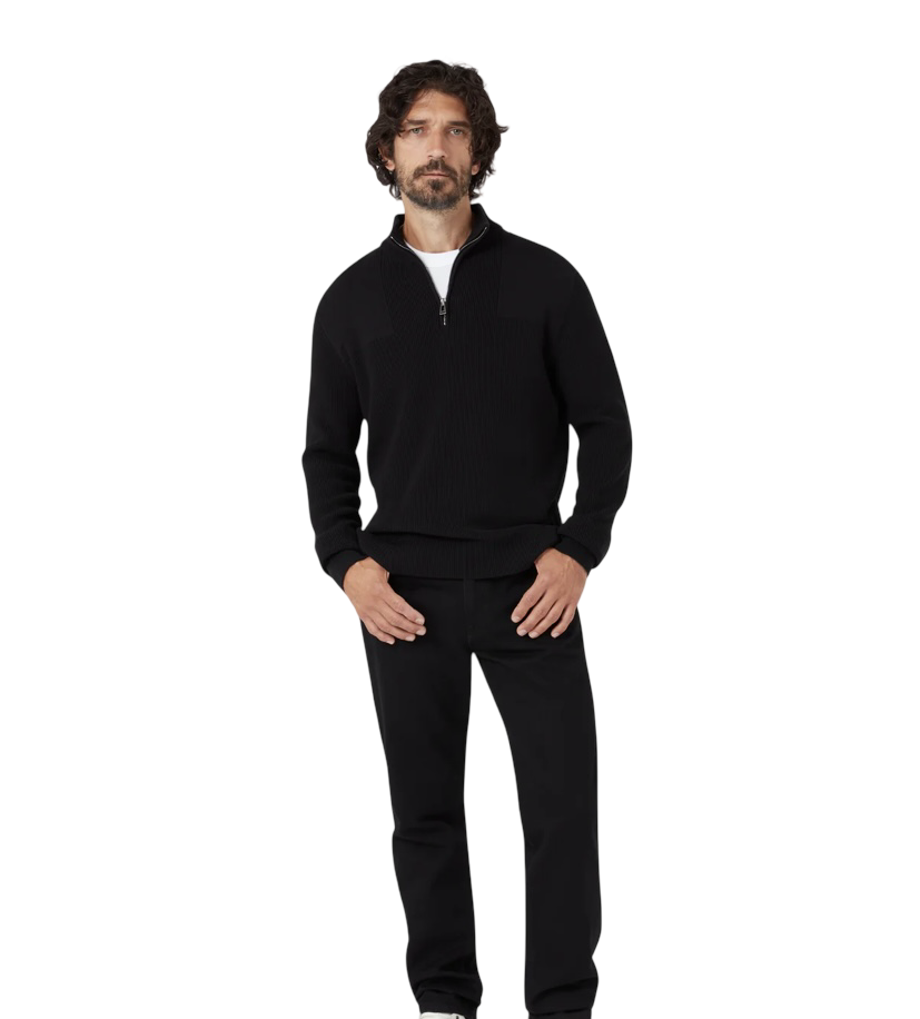 BELSTAFF - Maglione Nero Commander Mezza Zip
