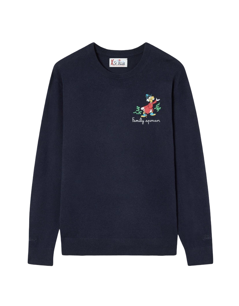 MC2 SAINT BARTH - Maglione Blu Heron Light Embry con ricamo Scrooge Family Sponsor