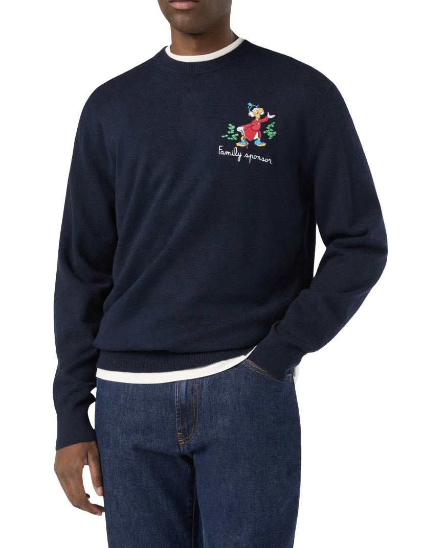 MC2 SAINT BARTH - Maglione Blu Heron Light Embry con ricamo Scrooge Family Sponsor