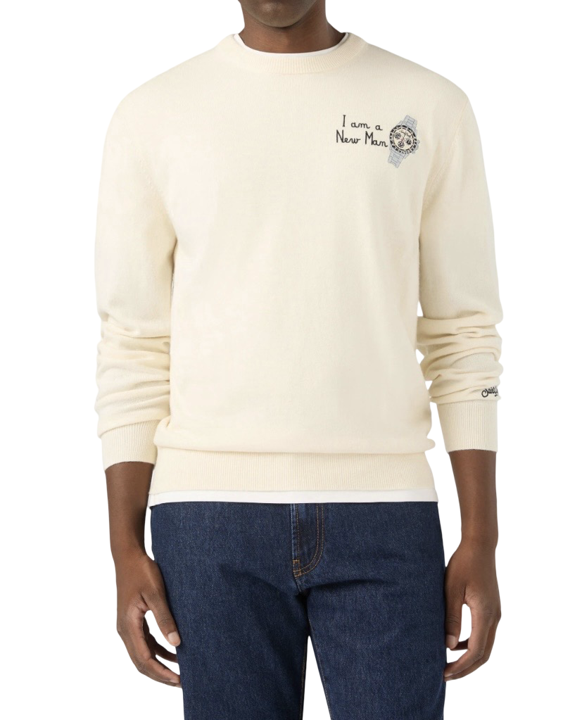 MC2 SAINT BARTH - Maglione Heron Light Embry Bianco con ricamo Watch I am a New Man