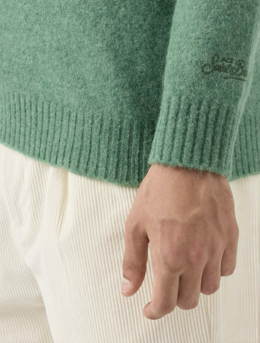 MC2 SAINT BARTH - Maglione Regent Verde Salvia in Alpaca Stretch