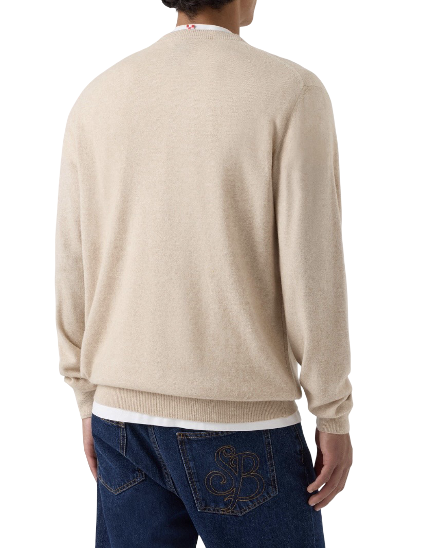 MC2 SAINT BARTH - Maglione Heron Light Embry Beige con ricamo Amica Chips Una tira l’altra