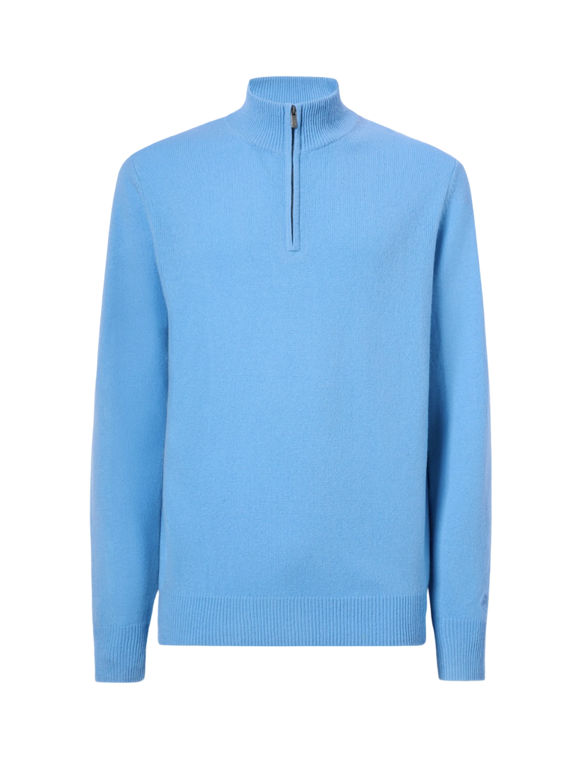 MC2 SAINT BARTH - Maglione Azzurro Polvere Mezza Zip Jermyn