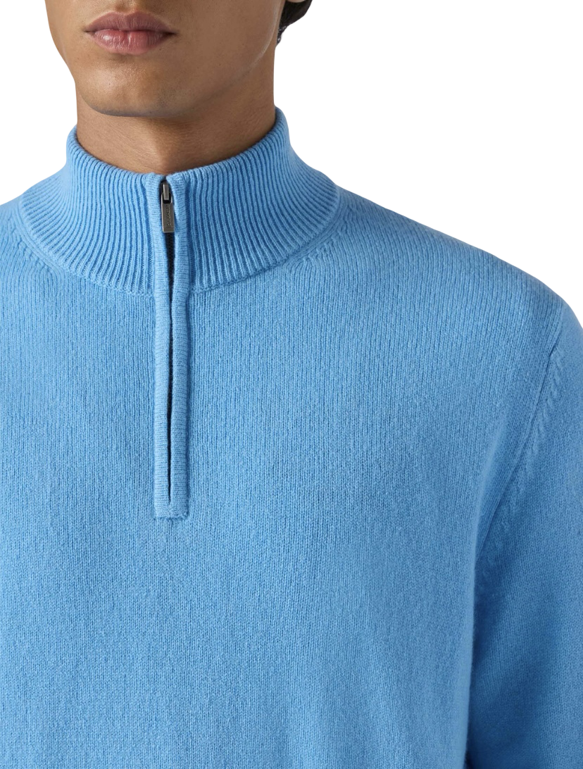 MC2 SAINT BARTH - Maglione Azzurro Polvere Mezza Zip Jermyn