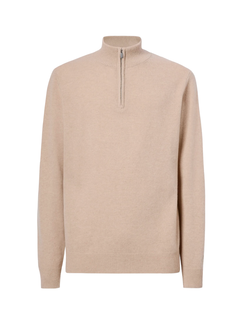 MC2 SAINT BARTH - Maglione Beige Mezza Zip Jermyn
