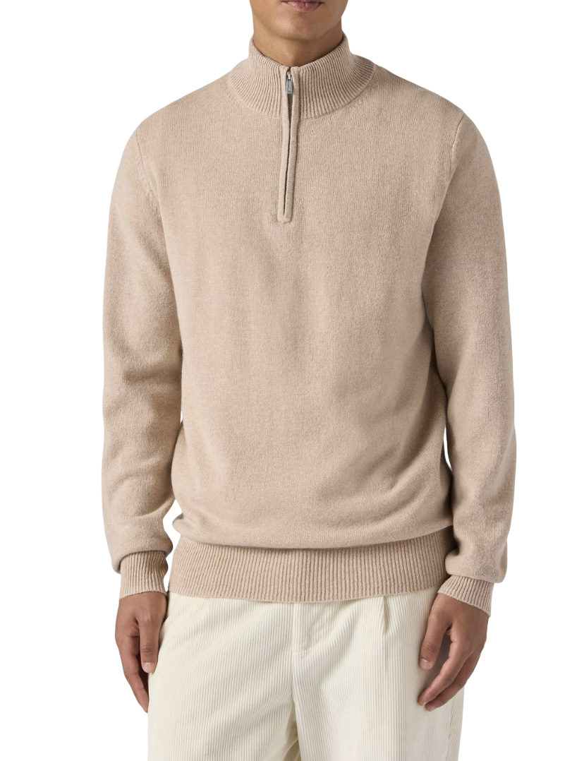 MC2 SAINT BARTH - Maglione Beige Mezza Zip Jermyn