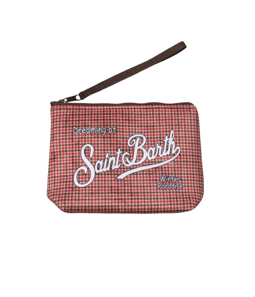 MC2 SAINT BARTH - Pochette Aline Pied De Poule Marrone e Rosso