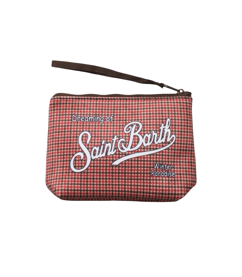 MC2 SAINT BARTH - Pochette Aline Pied De Poule Marrone e Rosso