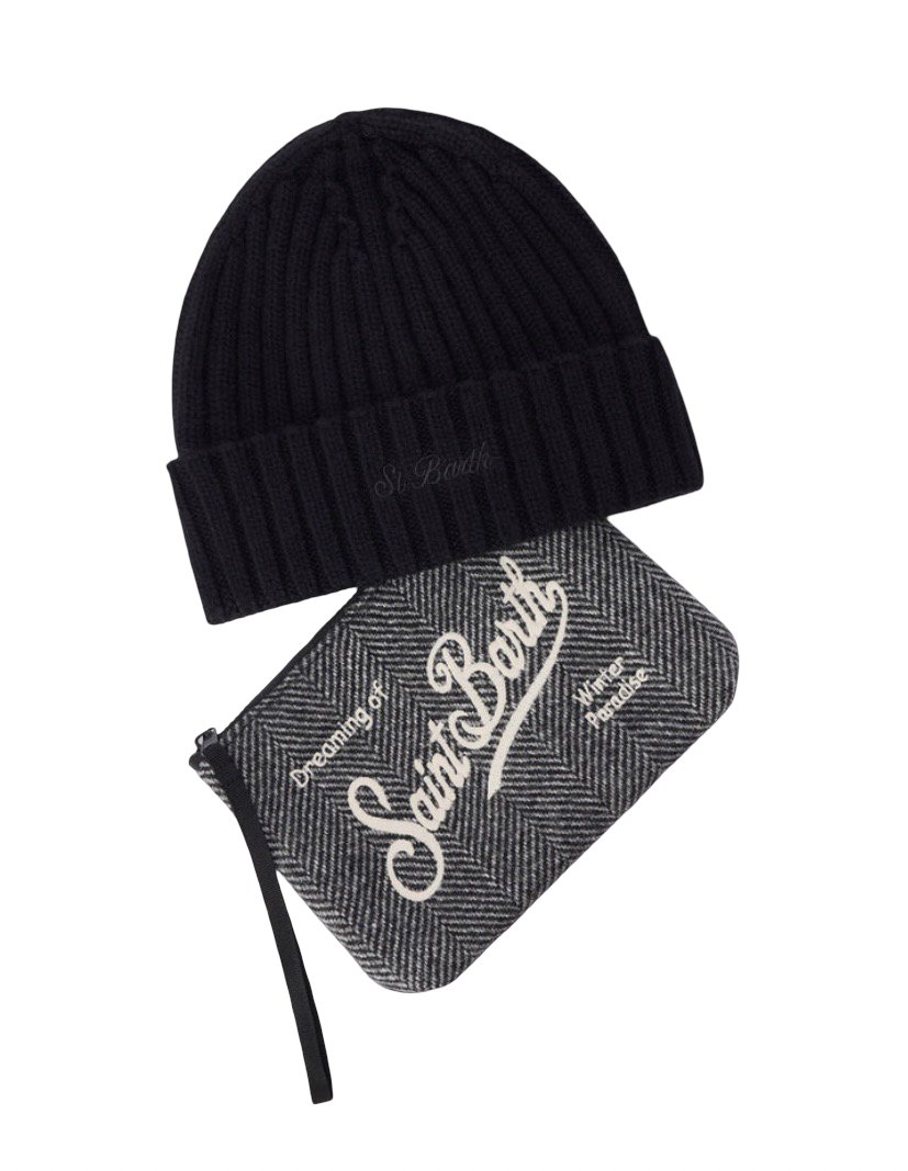MC2 SAINT BARTH - Christmas Box Cappellino Nero e Pochette Spigata