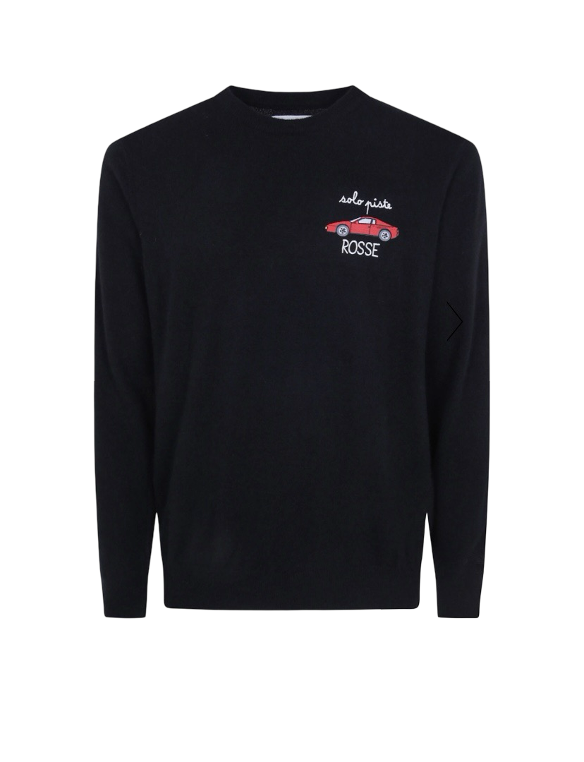 MC2 SAINT BARTH - Maglione Heron Light Embry Nero con ricamo Solo Piste Rosse