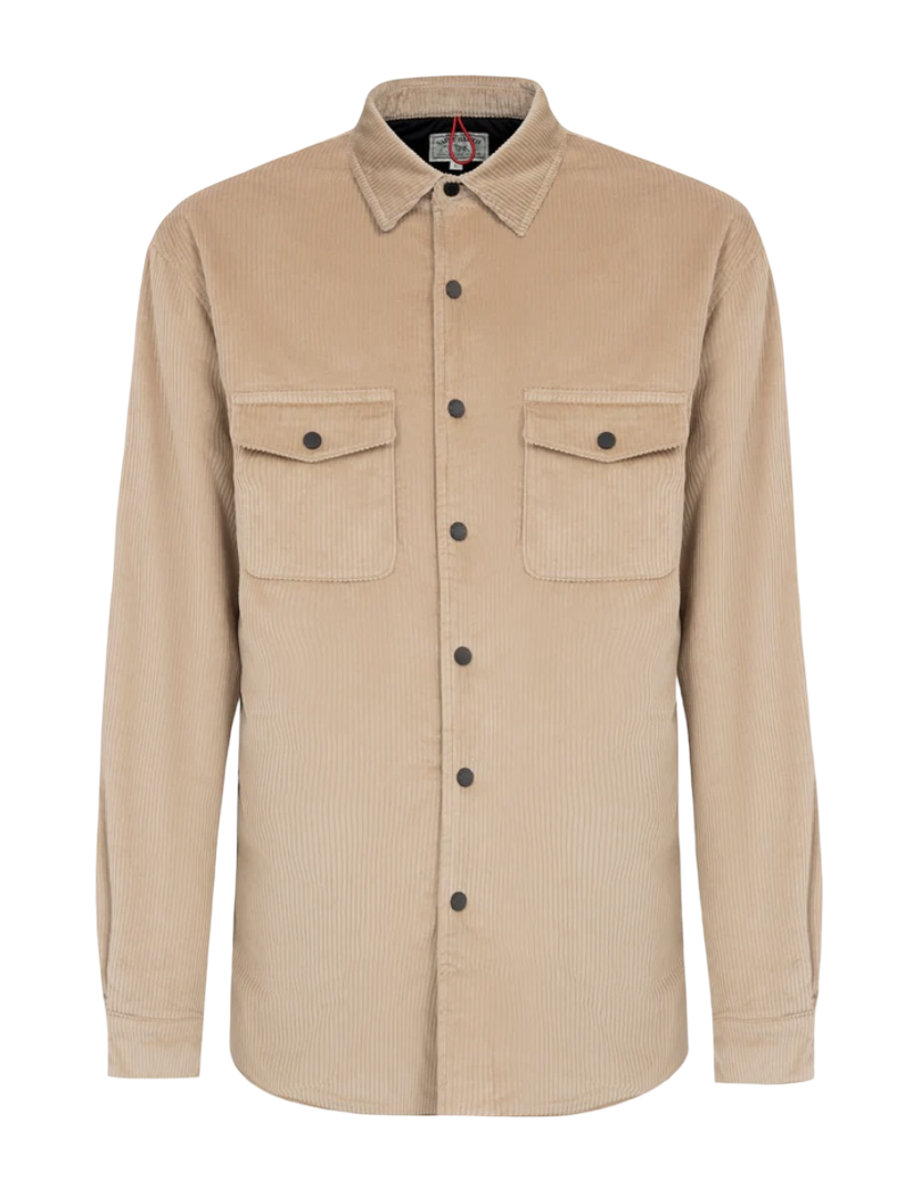 MC2 SAINT BARTH - Camicia Imbottita Beige in Velluto a Coste Chalet Corduroy