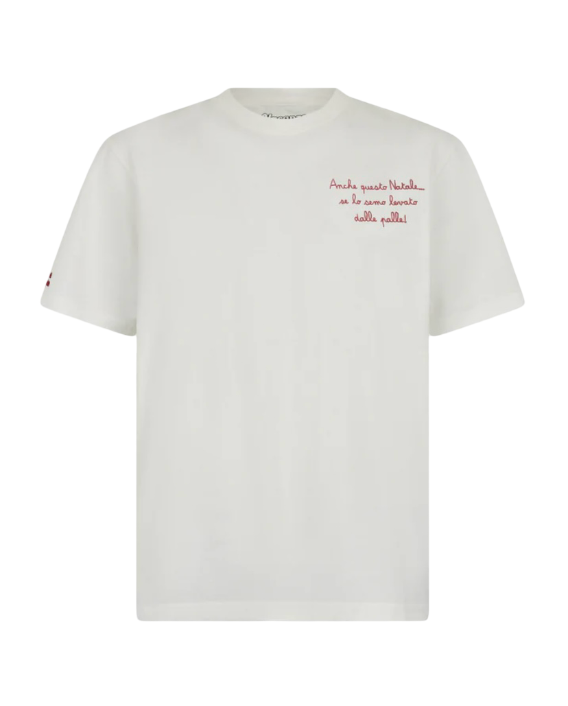 MC2 SAINT BARTH - T-shirt Bianca Arnott con Ricamo Anche Questo Natale