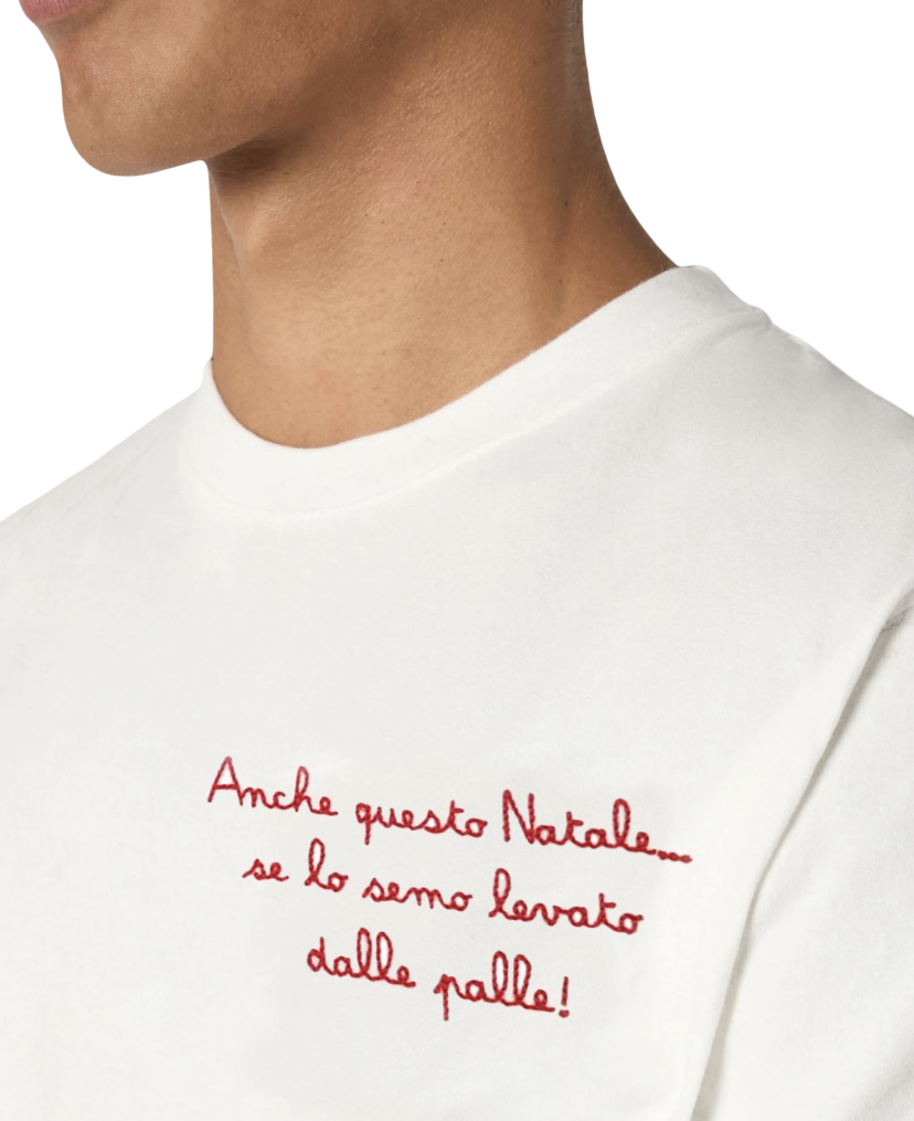 MC2 SAINT BARTH - T-shirt Bianca Arnott con Ricamo Anche Questo Natale