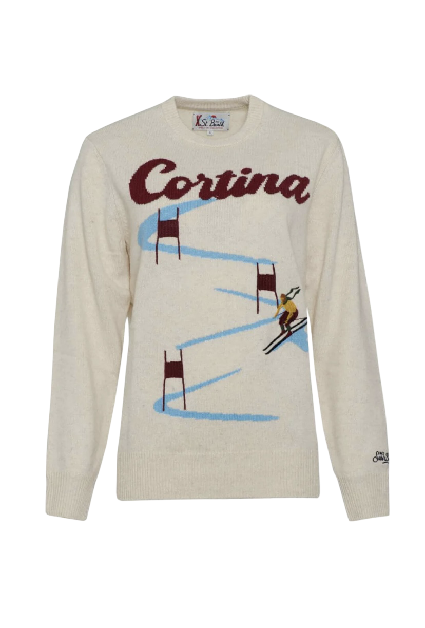 MC2 SAINT BARTH - Maglione Bianco Panna Cortina Ski Race