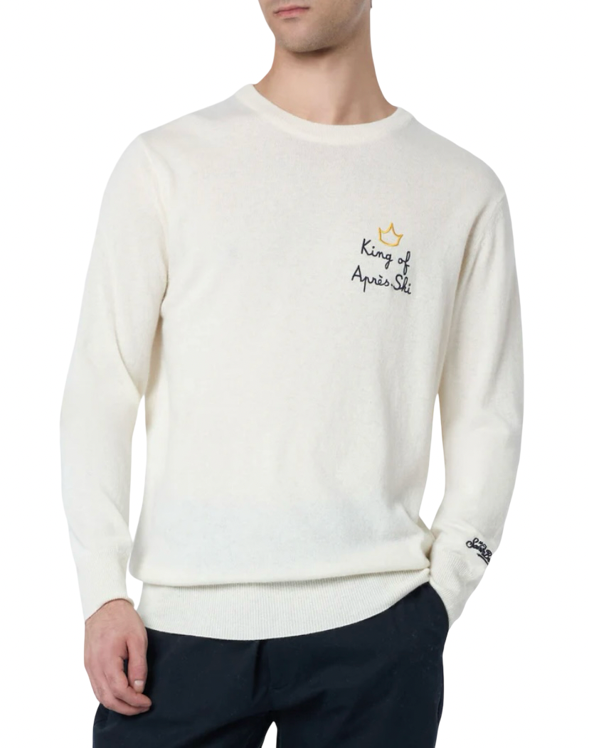 MC2 SAINT BARTH - Maglione Bianco con Ricamo King Of Après Ski