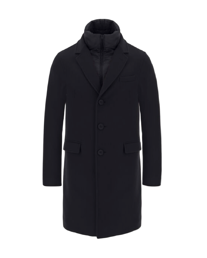 HERNO - Cappotto Nero con pettorina rimovibile