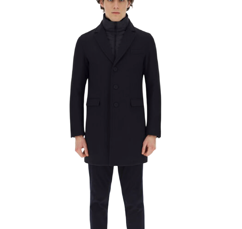 HERNO - Cappotto Nero con pettorina rimovibile