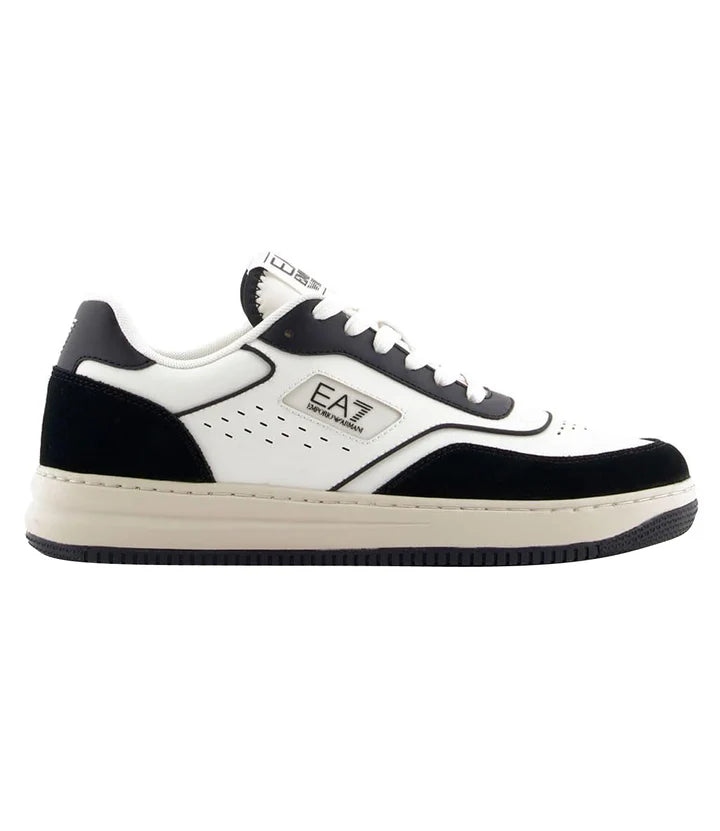 EA7 - Sneakers Bianche e Nere con inserti in Pelle