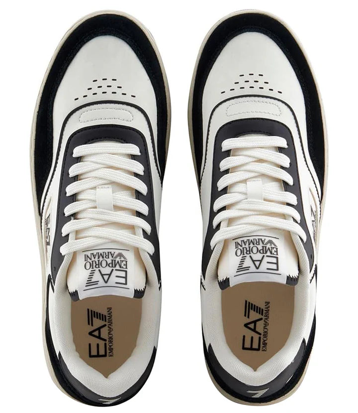 EA7 - Sneakers Bianche e Nere con inserti in Pelle