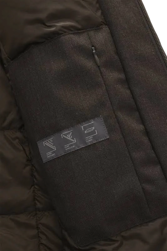 HERNO - Parka Marrone in Flanella con Membrana Impermeabile