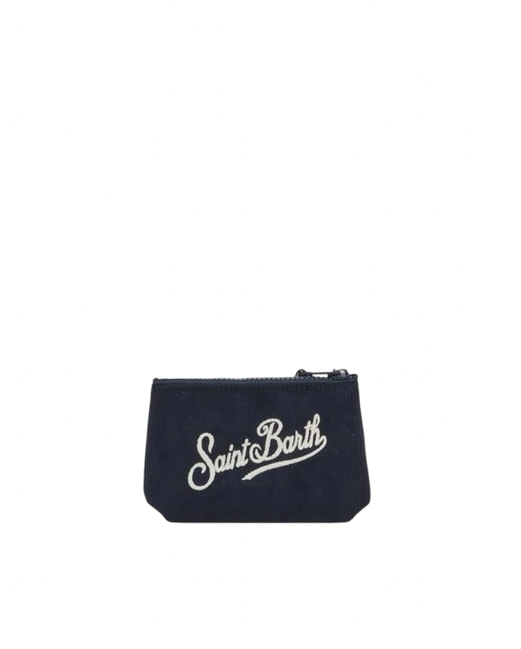 MC2 SAINT BARTH - Mini Pochette Aline Blu in Velluto a Coste Corduroy