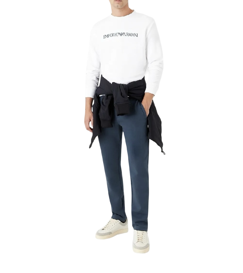 EMPORIO ARMANI - Felpa Bianca con stampa Logo Essential