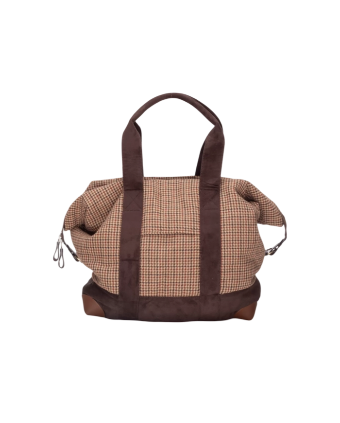 MC2 SAINT BARTH - Borsone Travel Bag in Lana Pied De Poule Soft Marrone