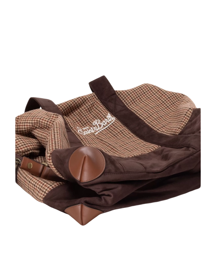 MC2 SAINT BARTH - Borsone Travel Bag in Lana Pied De Poule Soft Marrone