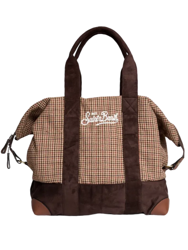 MC2 SAINT BARTH - Borsone Travel Bag in Lana Pied De Poule Soft Marrone