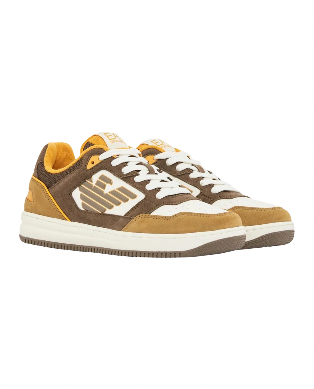 EA7 - Sneakers Bianco,Verde Militare e Senape con Logo Aquila