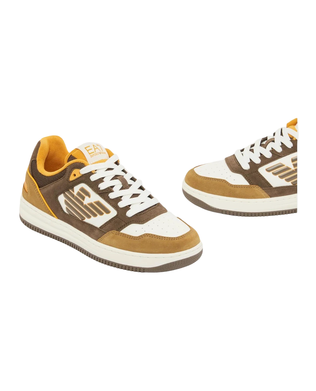 EA7 - Sneakers Bianco,Verde Militare e Senape con Logo Aquila