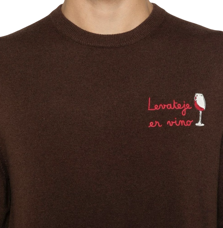 MC2 SAINT BARTH - Maglione Marrone Ricamo Levateje Er Vino