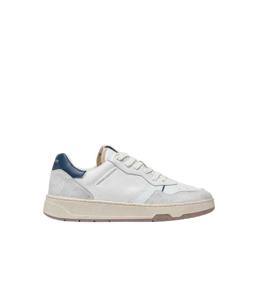 CRIME LONDON - Sneakers Bianche Timeless con talloncino Deep Blu in
