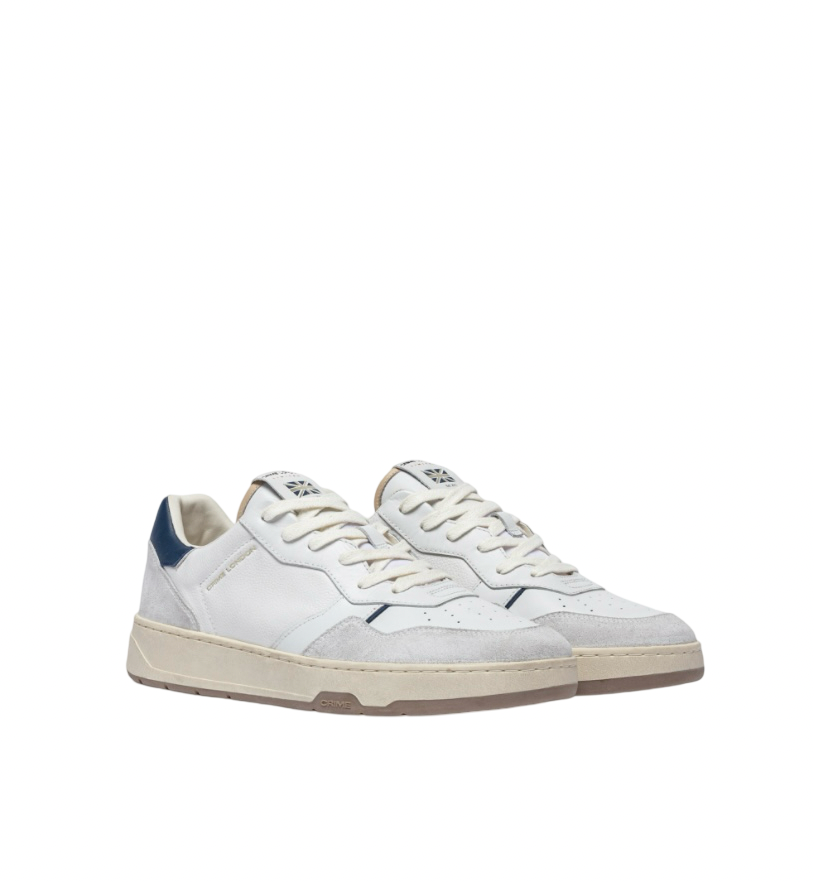 CRIME LONDON - Sneakers Bianche Timeless con talloncino Deep Blu in