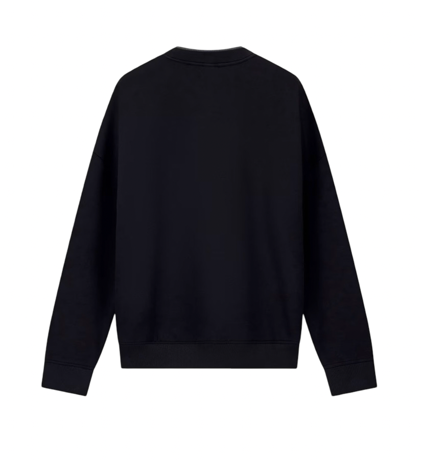 EMPORIO ARMANI - Felpa Nera Over in Double Jersey con Ricamo Aquila