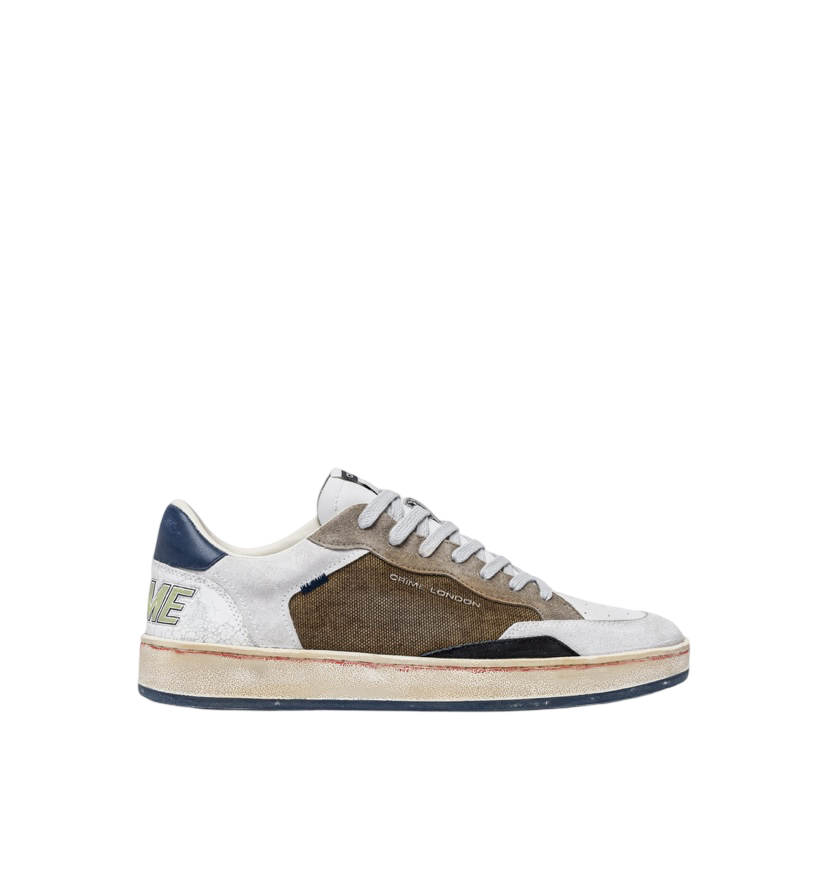 CRIME LONDON - Sneakers Bianca, Verde Militare e Blu Chelsea Knight Grunge